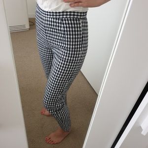 Zara gingham High Waisted Skinny Pants side zip up